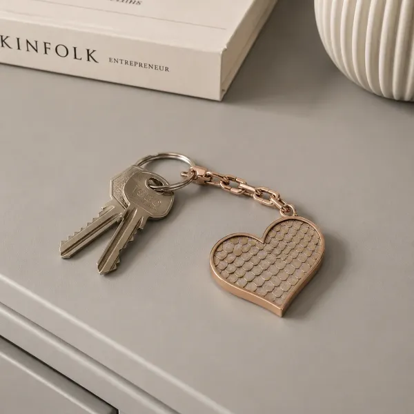 a cuckoo moment, key fob Heart, ptython leather rosegold, style